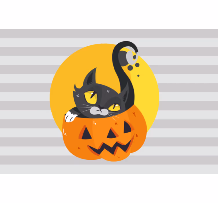 Rullegardin grå gresskar og svart katt - Tenstickers