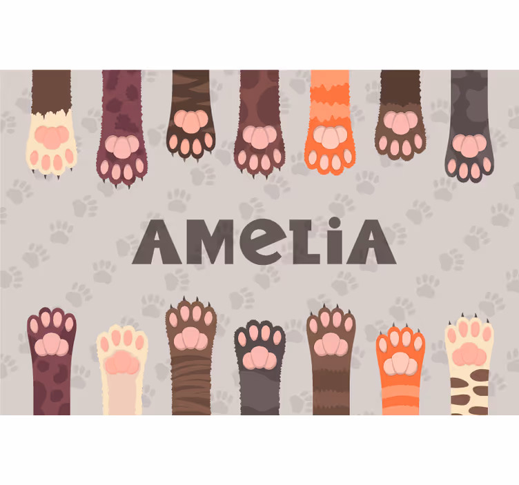 Rullegardin beige med fluffy flerfargede kattpoter - Tenstickers