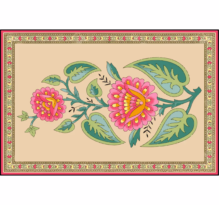 Rullegardin beige indiske mughalblomster - Tenstickers