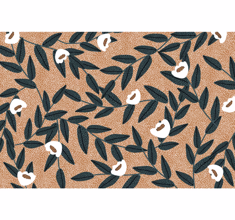 Rullegardin beige blomster og blader - Tenstickers