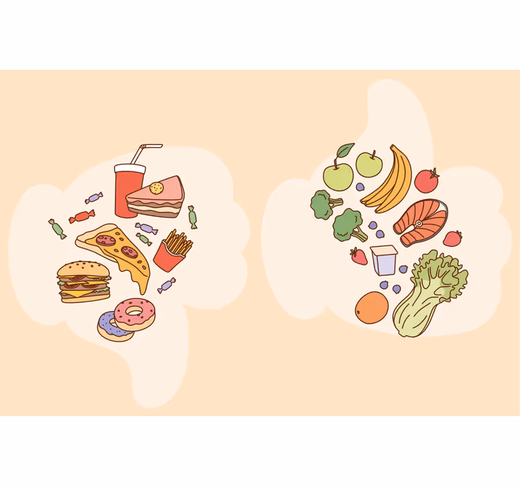 Rullegardin beige med grafikk formet som mat - Tenstickers
