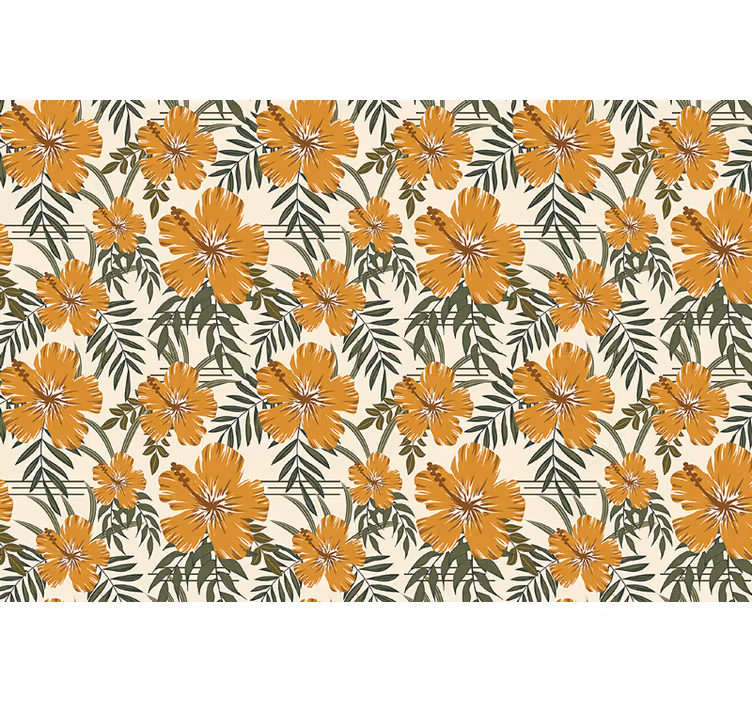 Rullegardin oransje gule tropiske blomster - Tenstickers