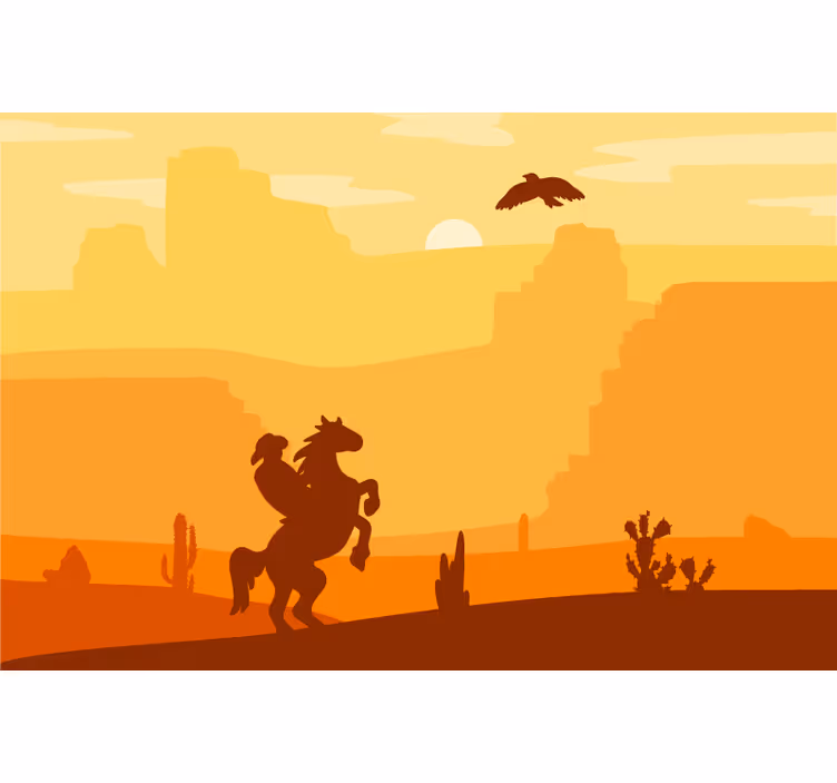 Rullegardin oransje cowboylandskap - Tenstickers