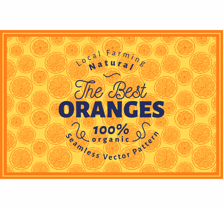 Rullegardin oransje med håndtegnet mønster ramme - Tenstickers