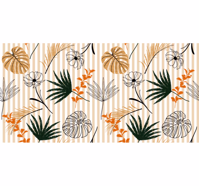 Rullegardin kontor vinylteppe svart hvitt og beige blomster - Tenstickers