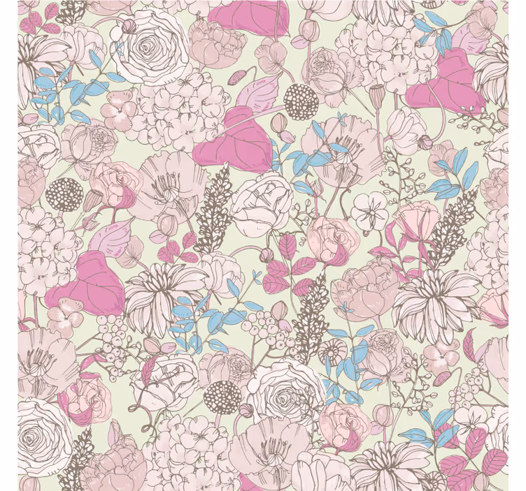 Rullegardin stue blomstermotiv i grandmillenial stil - Tenstickers
