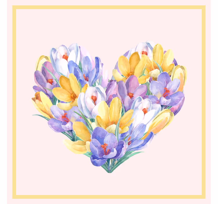 Rullegardin stue design med krokusblomsterhjerte - Tenstickers