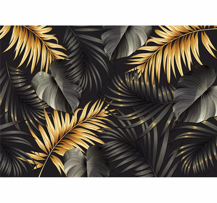 Rullegardin rom med 3d-effekt av gyldne planter - Tenstickers