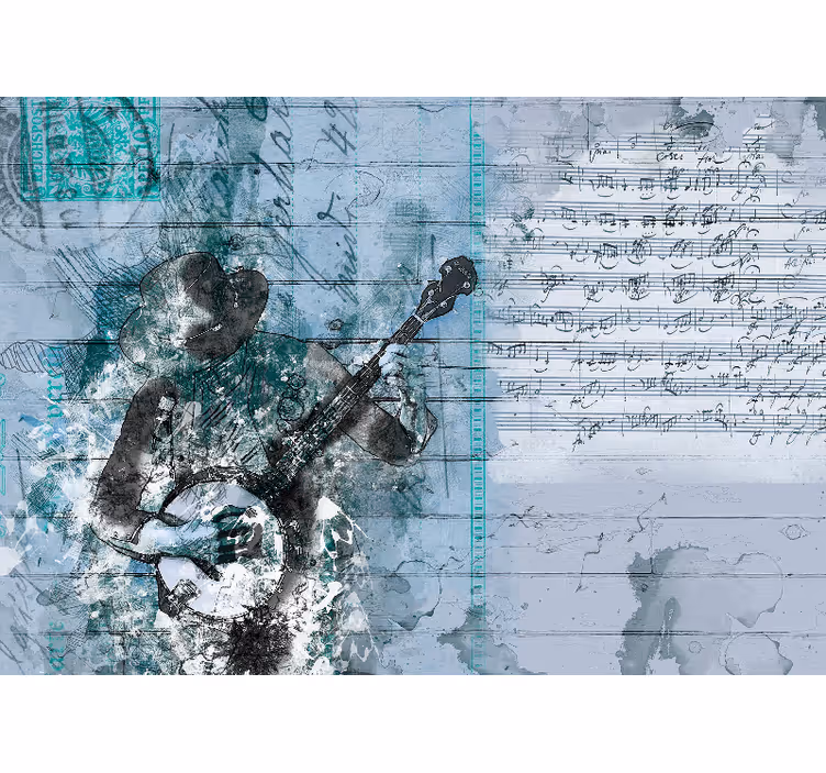 Abstrakt musikalsk design rullegardin rom - Tenstickers