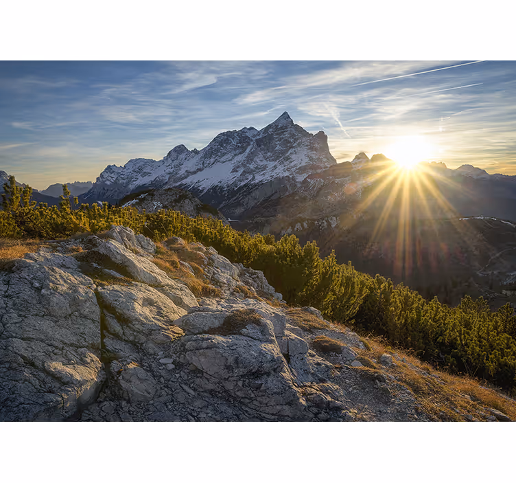 Rullegardin rom sollys som glitrer i fjellene - Tenstickers