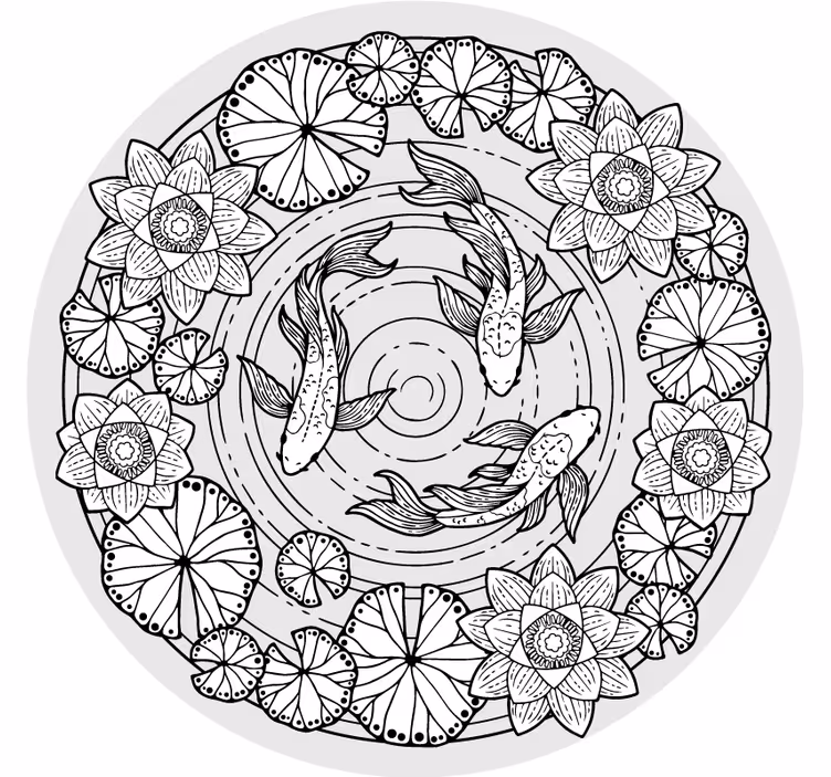 Rullegardin rom lotus og koi karp - Tenstickers