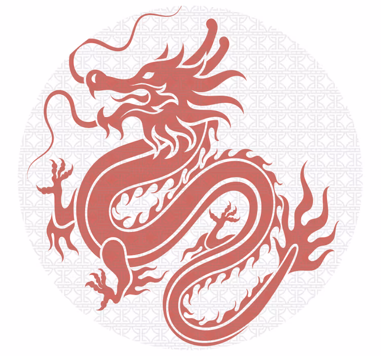 Rullegardin rom tibetanske drager hvit bakgrunn - Tenstickers