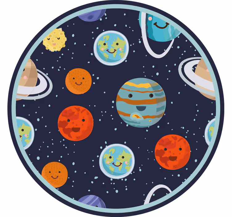 Rullegardin barn smilende planeter sirkel - Tenstickers