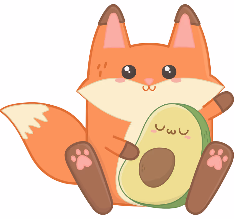 Rullegardin barn søt rev med avocado - Tenstickers