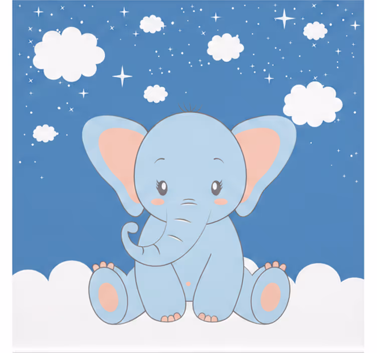 Rullegardin barn søt blå elefant tegneserie - Tenstickers