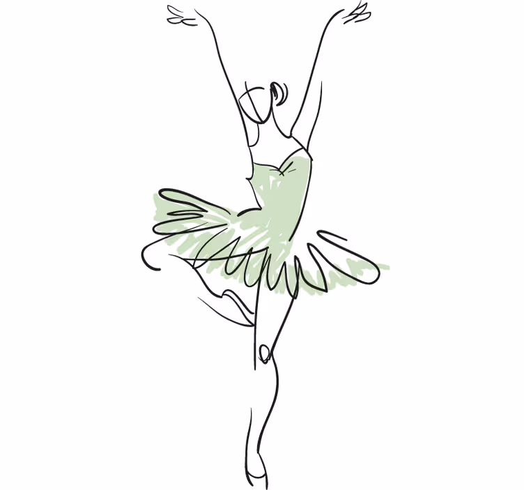 Rullegardin ungdom ballerina skisse dekorasjon - Tenstickers