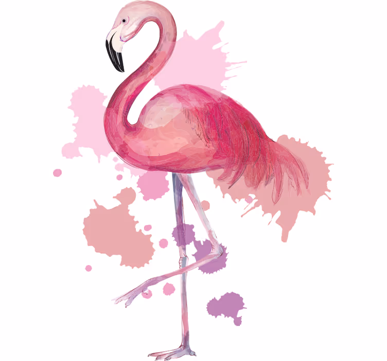 Rullegardin ungdom vintage flamingo med sprutfarger - Tenstickers