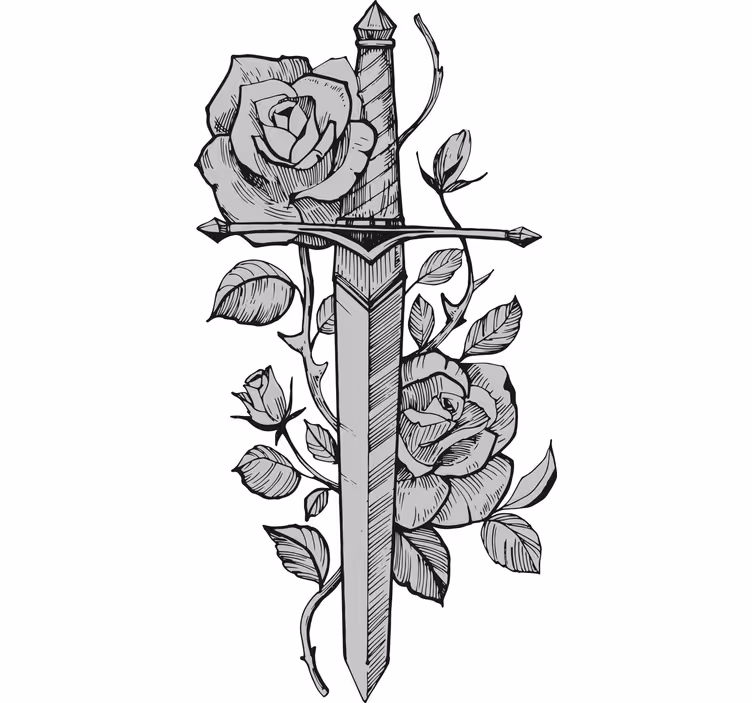 Rullegardin ungdom blomster sverd - Tenstickers