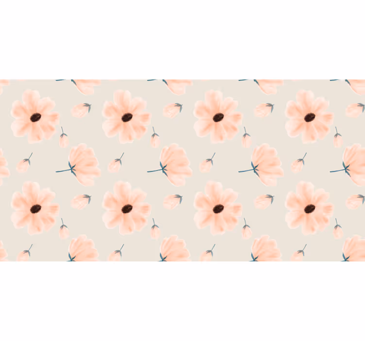 Rullegardin beige store blomster akvarellmønster - Tenstickers