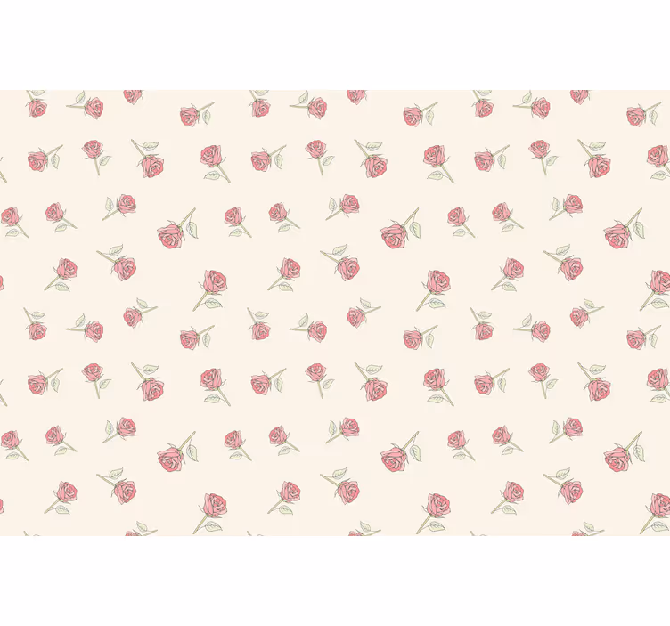 Rullegardin beige romantisk vintage rose mønster - Tenstickers