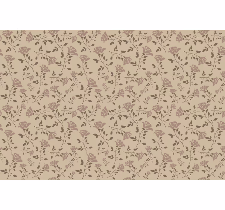 Rullegardin beige med brunt vintage rosemønster - Tenstickers
