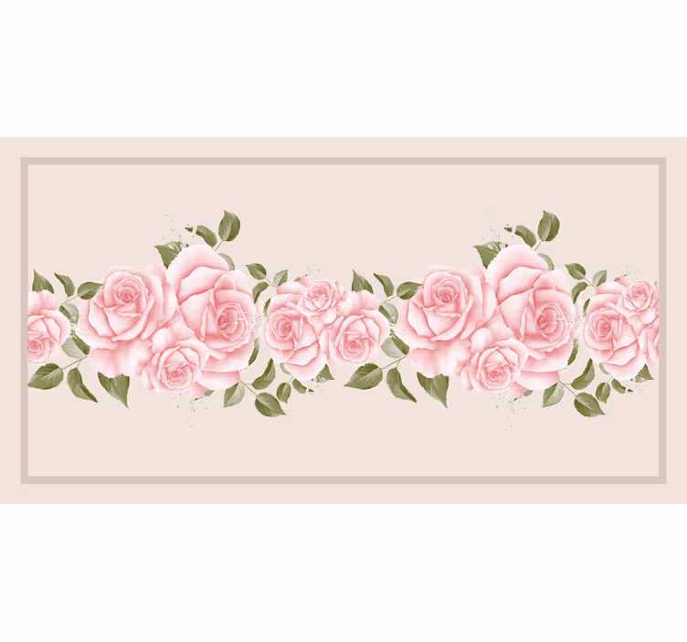 Rullegardin beige med vintage rosa rose mønster - Tenstickers