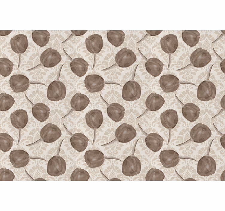 Rullegardin beige med grå tulipaner og akantusmønster - Tenstickers