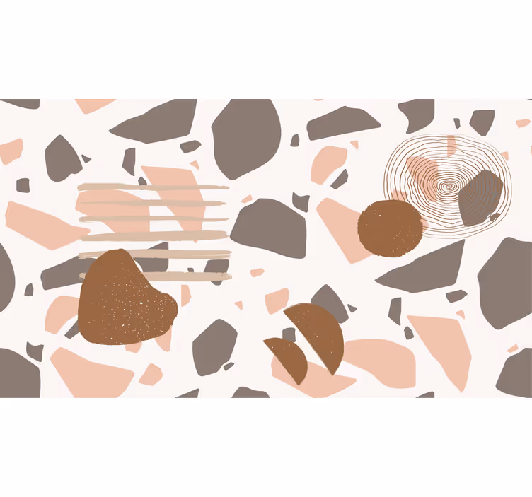 Hvit rullegardin i pastell terrazzo med figurer - Tenstickers