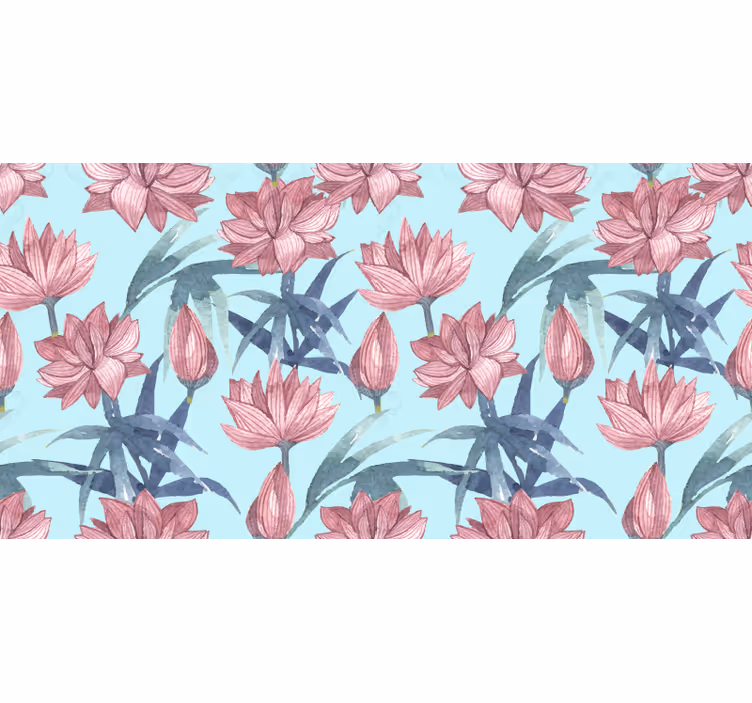 Blomster rullegardin blå akvarellblomster - Tenstickers