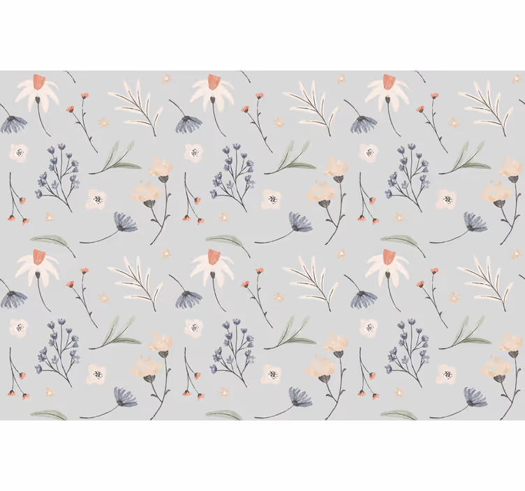 Rullegardin grå blomstermønster hamptons - Tenstickers