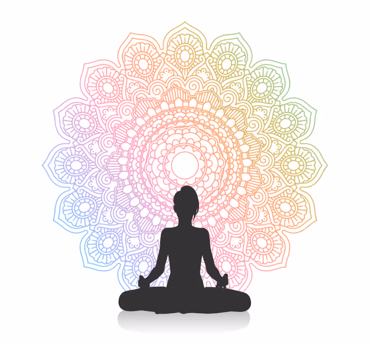Rullegardin bad regnbue yoga mandala - Tenstickers