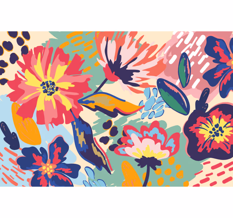 Rullegardin bad moderne malte blomster - Tenstickers