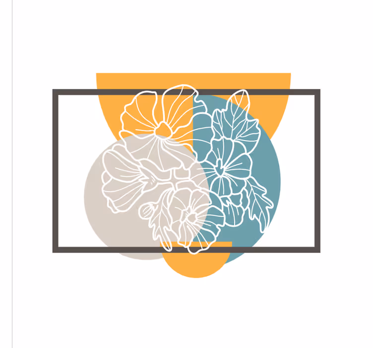 Søt minimalistisk rektangel og blomster rullegardin kontor - Tenstickers