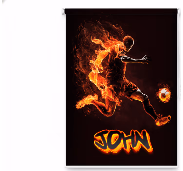 Rullegardin ungdom fotballspiller i flammer - Tenstickers