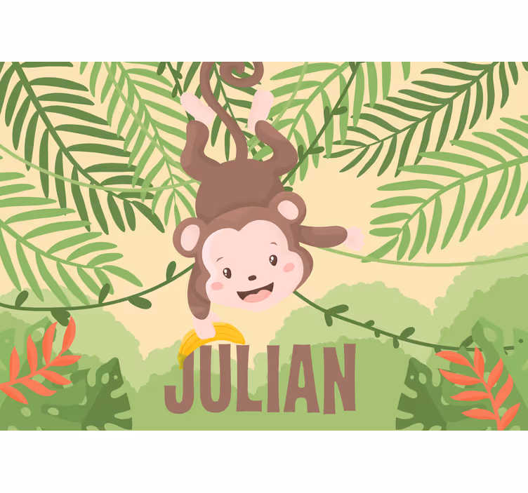 Rullegardin morsomme søt babyape henger i gren - Tenstickers