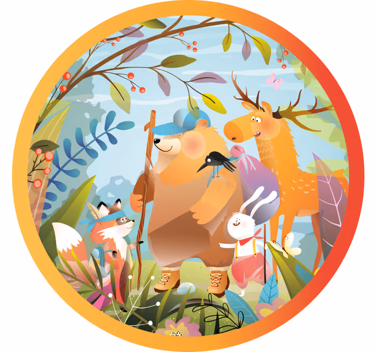 Rullegardin morsomme dyrevenner i skogen - Tenstickers