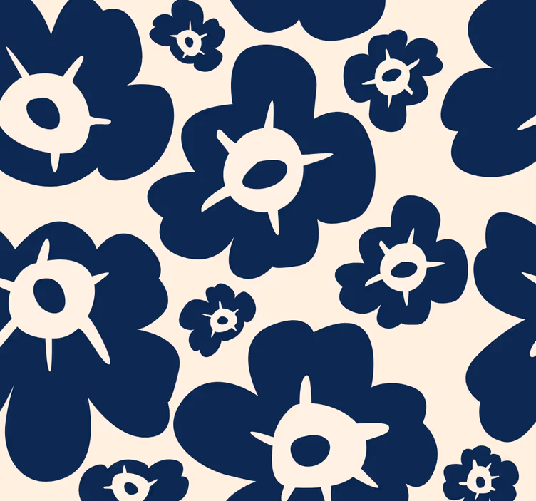 Blomster rullegardin mørk blå valmue - Tenstickers