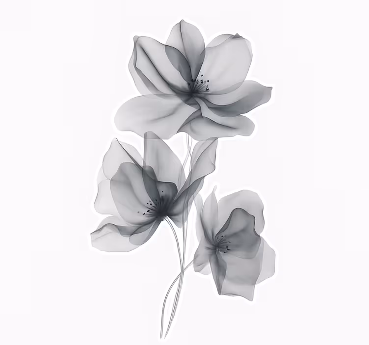 Grå gjennomskinnelige blomster rullegardin - Tenstickers