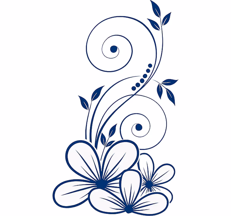 Blomster rullegardin blomsterswirling i blått - Tenstickers