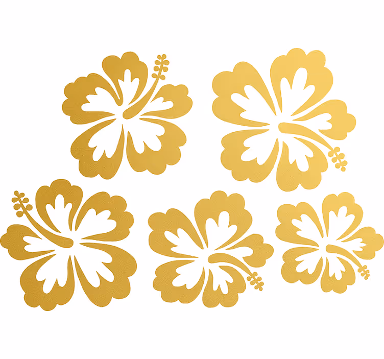 Blomster rullegardin med gull hibiskus silhuett - Tenstickers