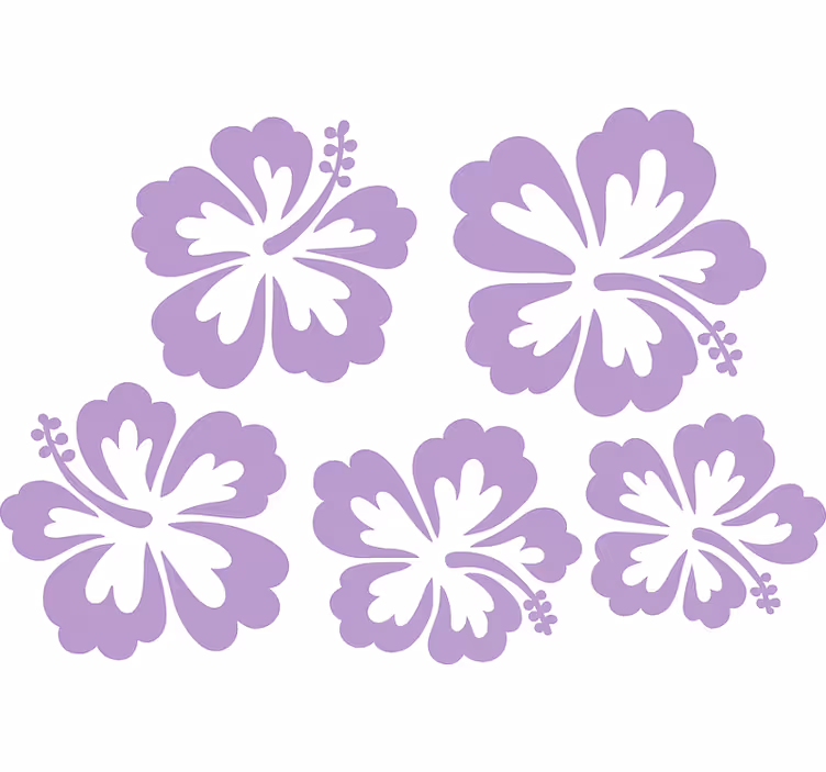 Lilac hibiskusblomster silhuett blomster rullegardin - Tenstickers