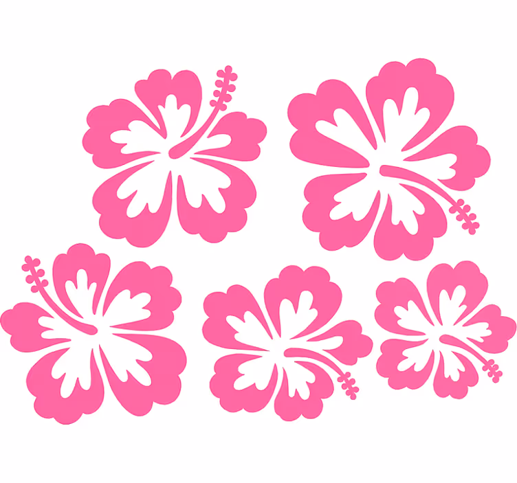 Blomster rullegardin rosa hibiskusblomster silhuett - Tenstickers