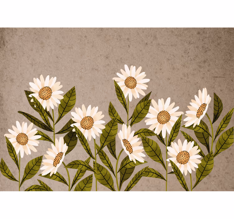 Rullegardin rustikk med vintage preget tusenfryd - Tenstickers
