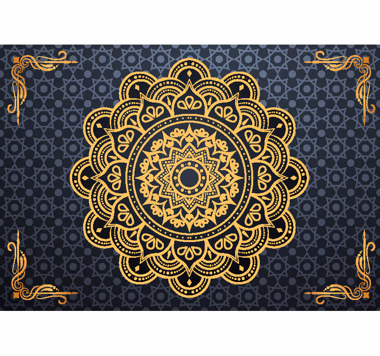 Rullegardin zen gylden mandala fototapet - Tenstickers