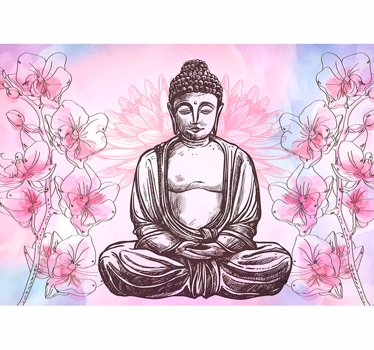Rullegardin zen buddha blomsterharmoni - Tenstickers