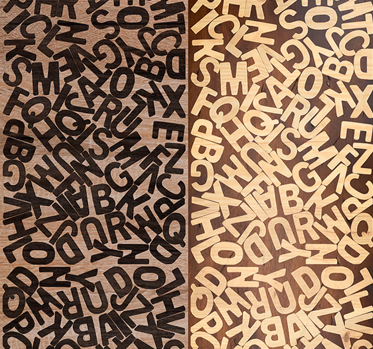 Rullegardin brun alfabet typografi mønster - Tenstickers