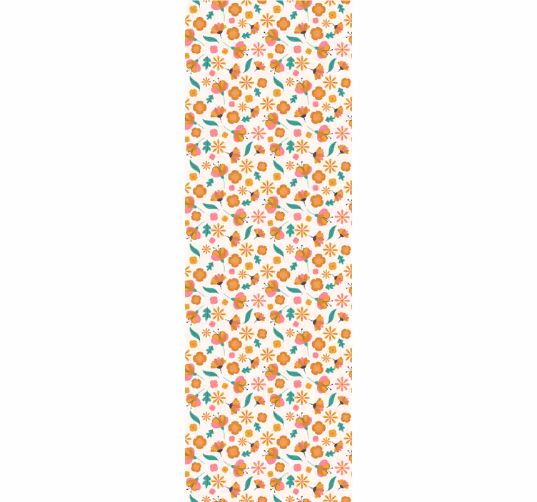 Rullegardin oransje med oransje blomster - Tenstickers