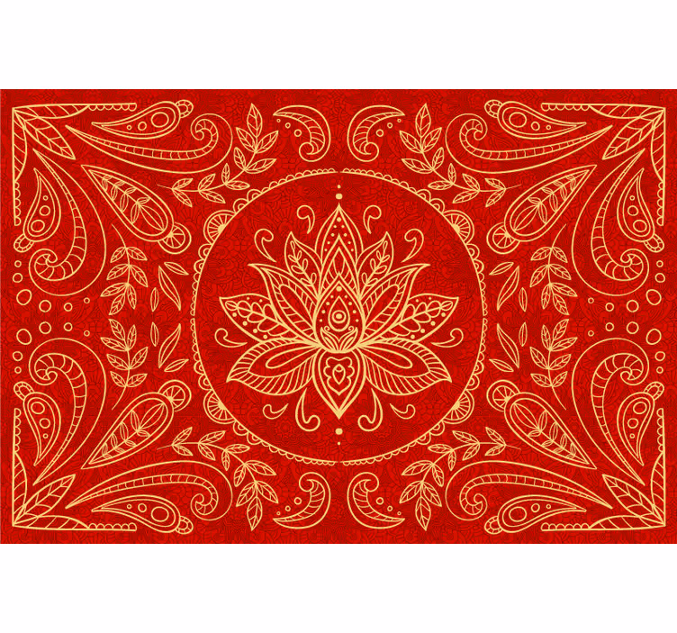 Rullegardin rød med vintage mandala design - Tenstickers