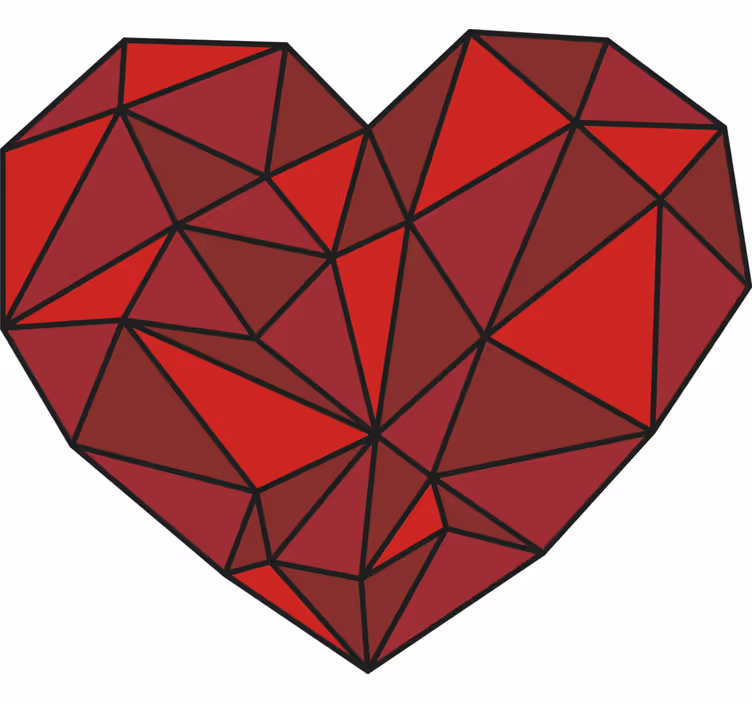Rullegardin rød geometrisk hjerte - Tenstickers