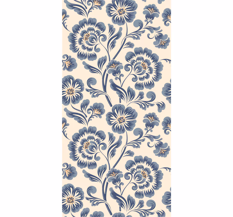 Blomstrete blå vintage stil rullegardin utendørs - Tenstickers